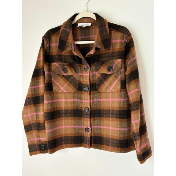 BB Dakota Steve Madden Plaid Jacket Shacket Size 2XL Classic Neutral F56 - Picture 1 of 15